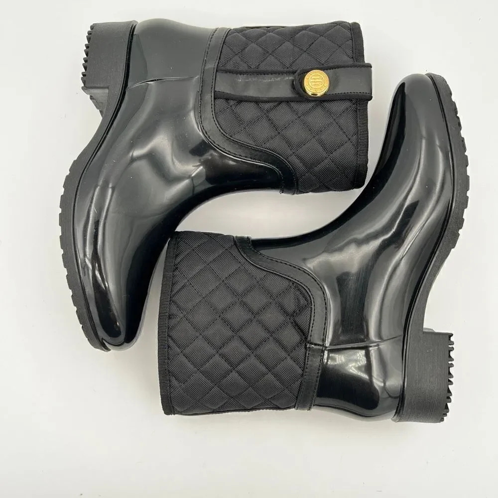 Tommy Hilfiger Shoes Women's Size 7 Black Freza Rain Boots Designer Waterproof